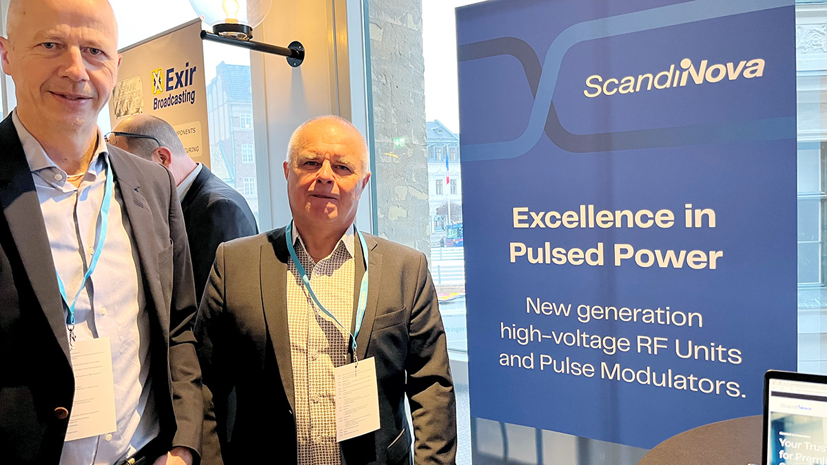 <p>"Important to hear the latest updates from the research facilities. The social aspect is also important - meeting people in person is so rewarding." Erik Sundström and Peter Åkersten from ScandiNova, at their exhibition stand.</p>