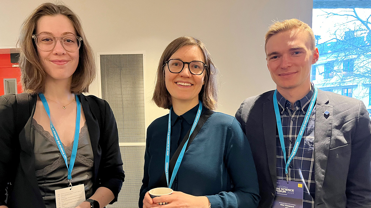 <p>Johanna Lidholm (student at LTH), Maja Olvegård (FREIA Laboratory/Uppsala University), and Elias Waagaard (PhD student at CERN) share an ambition to get more Swedish students interested in a career in Big Science.</p>