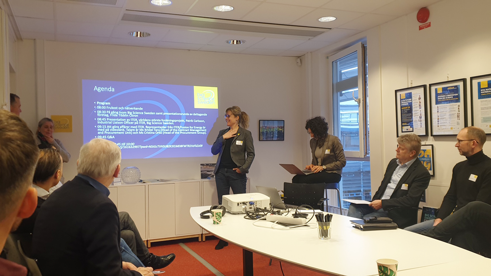 Frida Tibblin Citron, Business Developer på Big Science Sweden, presenterade morgonens agenda.