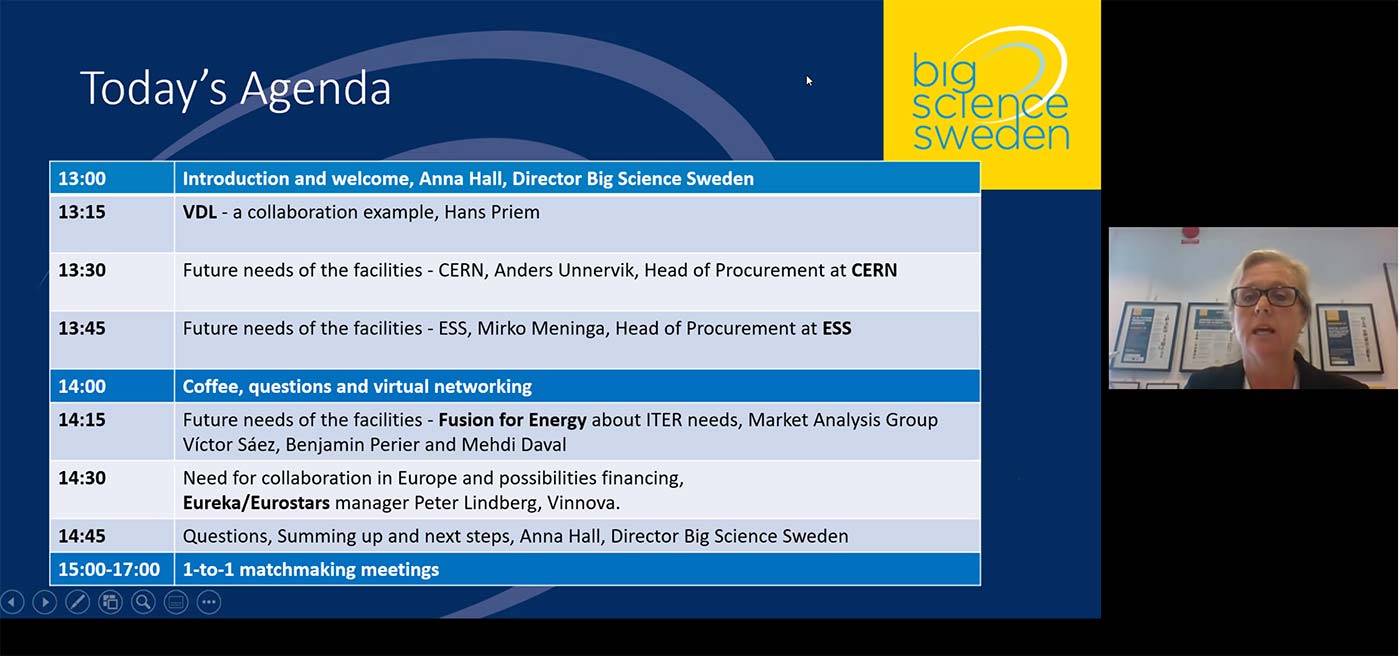 Anna Hall, Programme Director for Big Science Sweden, gave a welcoming address in which she stressed the importance of collaboration in the Big Science community.